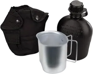 3PC Canteen KIT W/Cover &Aluminum Cup-Black