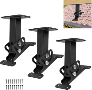 3Pcs Adjustable Roof Riser Beam Brackets, Heavy Duty Metal Black Roof Mount Brackets for Pergola Gazebo Hardware