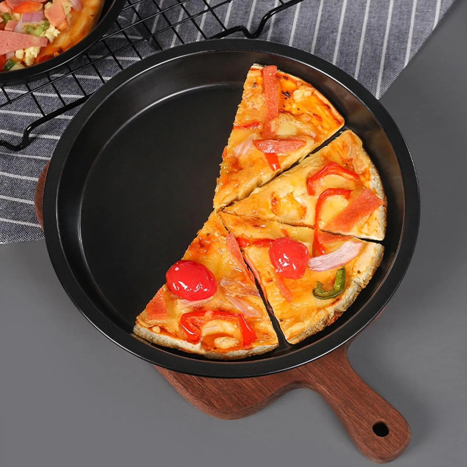 4 Pack Non-Stick Dish Pizza Pan-Baking Pan Pizza Baking Tray- Heavy-Duty Pizza Dish Non-Stick Baking Sheet for Oven, Dishwasher Safe (9inch)