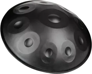 440HZ Tambourine drum in 22inch D Minor 9Notes, 10Notes, 12Notes Steel Tongue Hand Pan Drum instrument with Soft Hand Pan Bag, hand pan Mallet,Hand pan Stand,Dust-free Cloth (Black 10 notes hand pan)