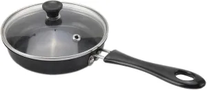 4.7inch Mini Egg Frying Pan, Stainless Steel Fry Pan, Single Serve Omelette Pan, Non Stick Small Fry Pan with Heat-Resistant Handle and Lid, Healthy Maifan Stone Coating (12CM)