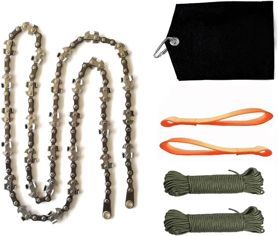 48 Inch High Reach Tree Limb Hand Rope Chain Saw for Tree Trimming-Upgraded Pocket Manual Chainsaw with 62 Sharp Blades on Both Sides for Gardening Camping Survival Gear