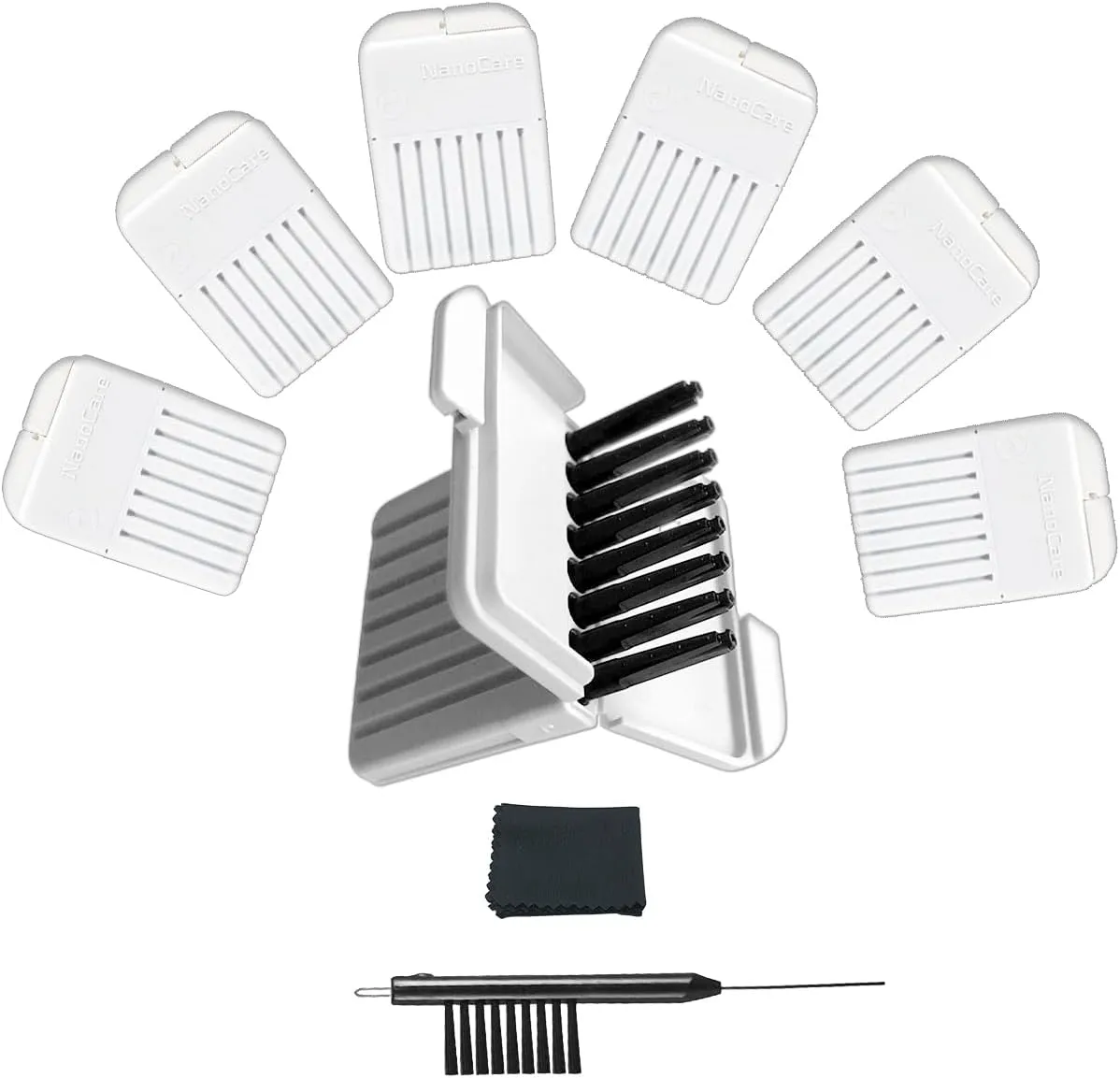 48 Pieces NanoCare Wax Guard Filters for Widex Phonak and Unitron Hearing Aids with Cleaning Tools Kit and Carry Case - 6 Packs