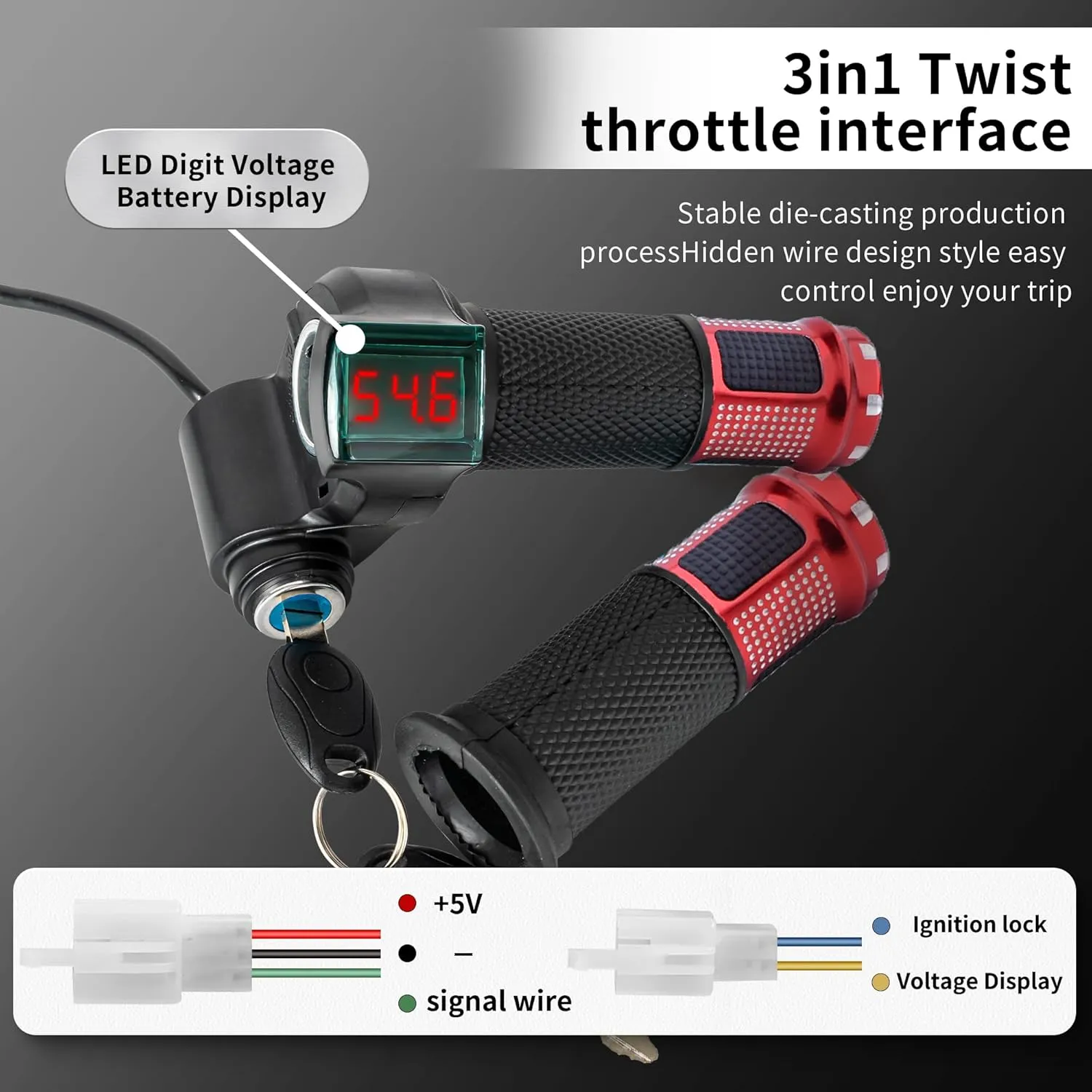 48V Motor Kit 1000W 3500RPM Electric Dirt Bike Motor-20.8A Electric Scooter Motor 5.1N.M Go Kart Electric Motor Without Bracket, Reverse Ebike Throttle with Key Foot Pedal