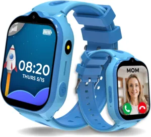4G Smart Watch for Kids Ages 3–12 | GPS Tracker, Phone Calls, Text Messaging, SOS, School Mode, Camera, Parental Controls, Safety Watch, Preinstalled SIM Card, Subscription Plan Need (Blue)