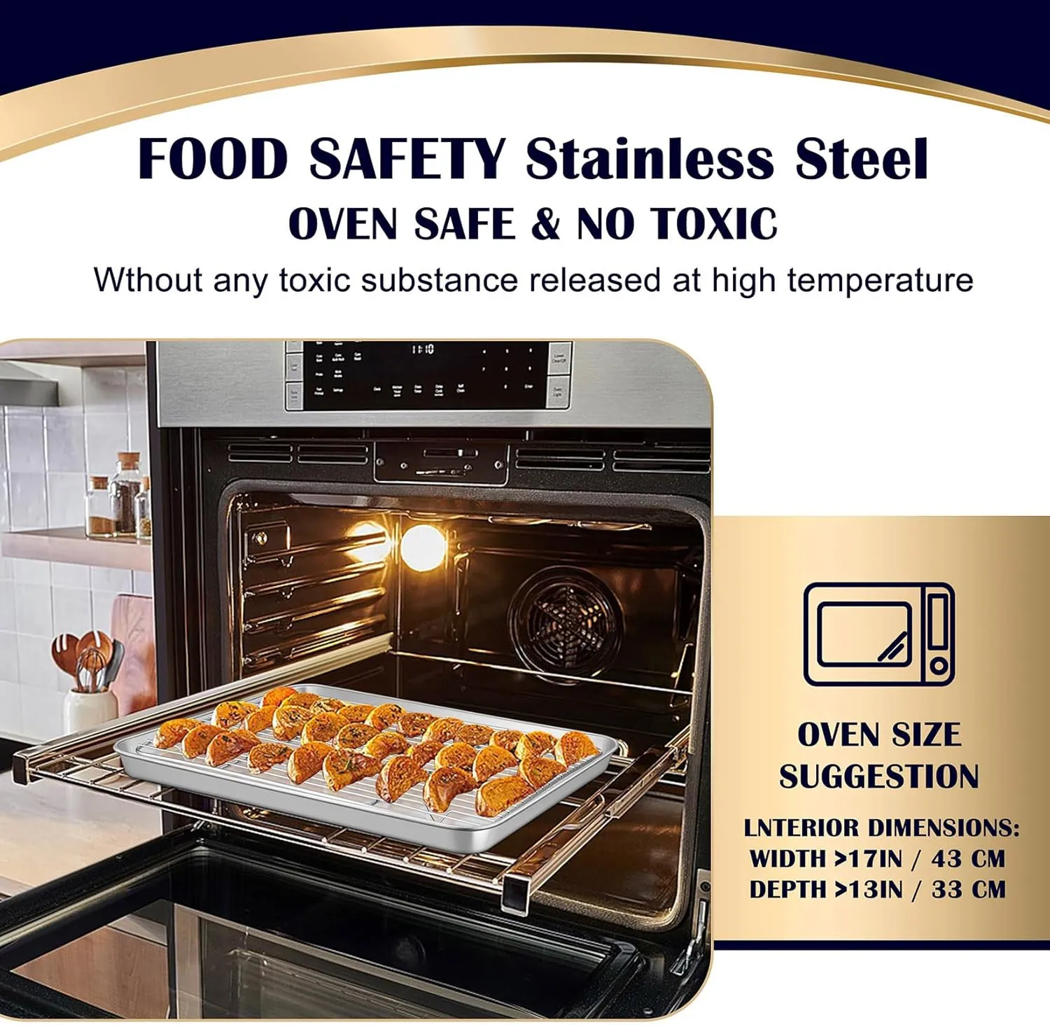 4Pcs Baking Sheet Pan with Rack Set, Joyfair Stainless Steel Oven Rectangular Pans Tray & Cooling Racks for Cookie/Jelly Roll/Bacon, Commercial Metal & Rust-free, Dishwasher Safe (16 Inch)