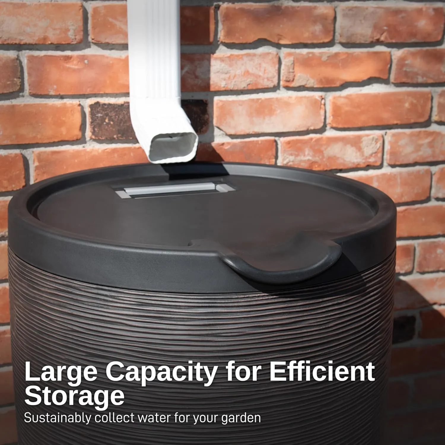 50-Gallon Newport Rain Barrel with Stand and Removable Lid, Bronze Color