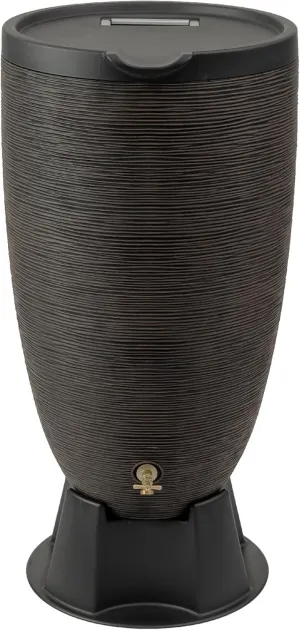 50-Gallon Newport Rain Barrel with Stand and Removable Lid, Bronze Color