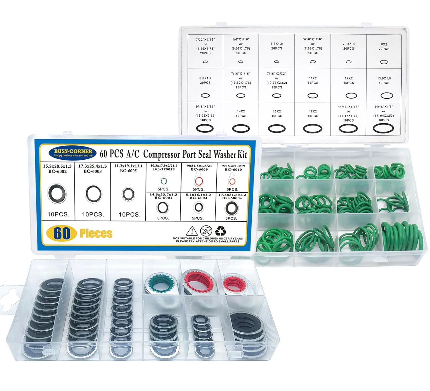 60 PCS 9 Sizes Gasket Air Conditioning System Seal Kit, 270 PCS 18 Sizes A/C O Ring Seals Rubber O-Rings