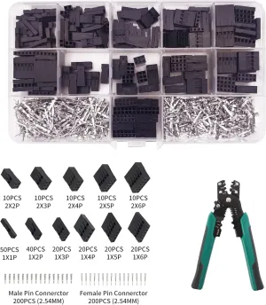 620Pcs Dupont Connector Kit With Crimping Pliers Crimper JST Connector Kit Crimp Tool Terminal Ferrule Crimper Wire Hand Tool Set Male Female Spade Connectors Terminals Connector Set