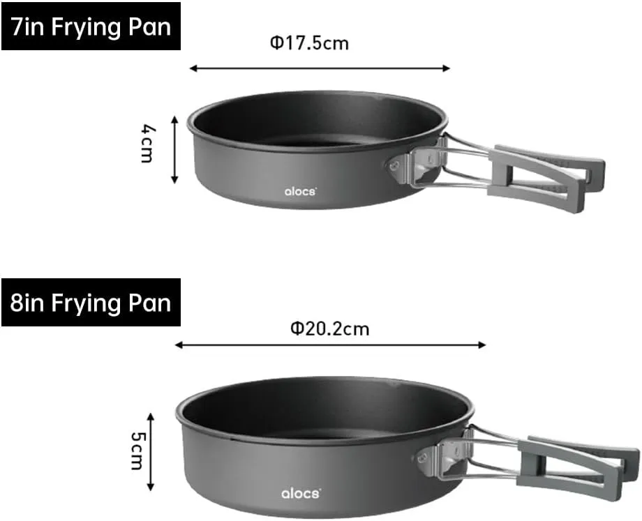 7in Camping Frying Pan Aluminum Alloy Camping Cookwa with Folding Handle for Camping Picnic Hiking