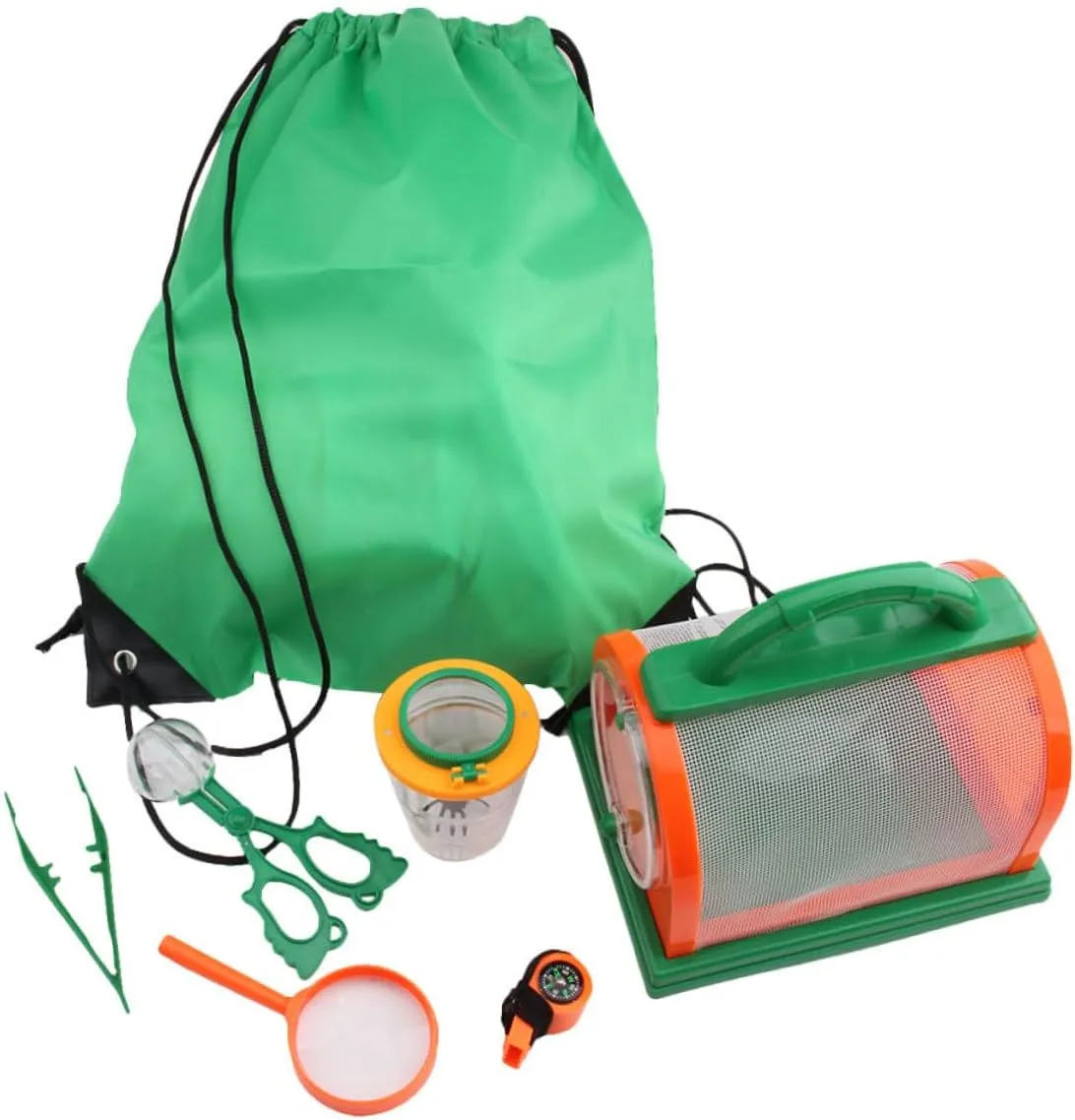 7pcs Portable Insect Observation Kit for Green Outdoor Tools with Magnifying Lens for Hiking and Camping for Wilderness Exploration and Learning Activities