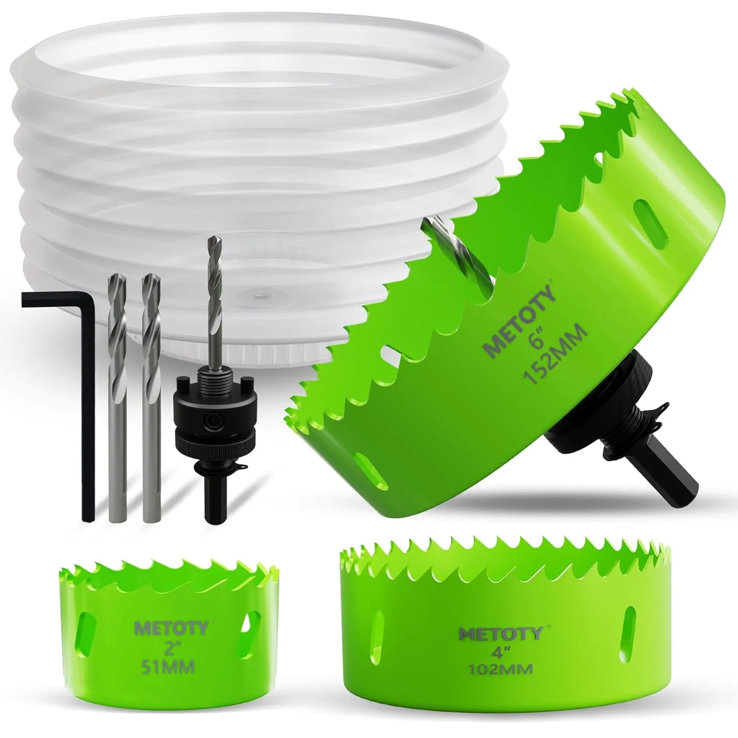 [8-in-1 Kit] Bi-Metal 2", 4", 6" Hole Saws   Drill Bits & Accessories – Complete Cutting Set for Wood, Thin Metal,PVC– Ideal for LED Lighting Installation