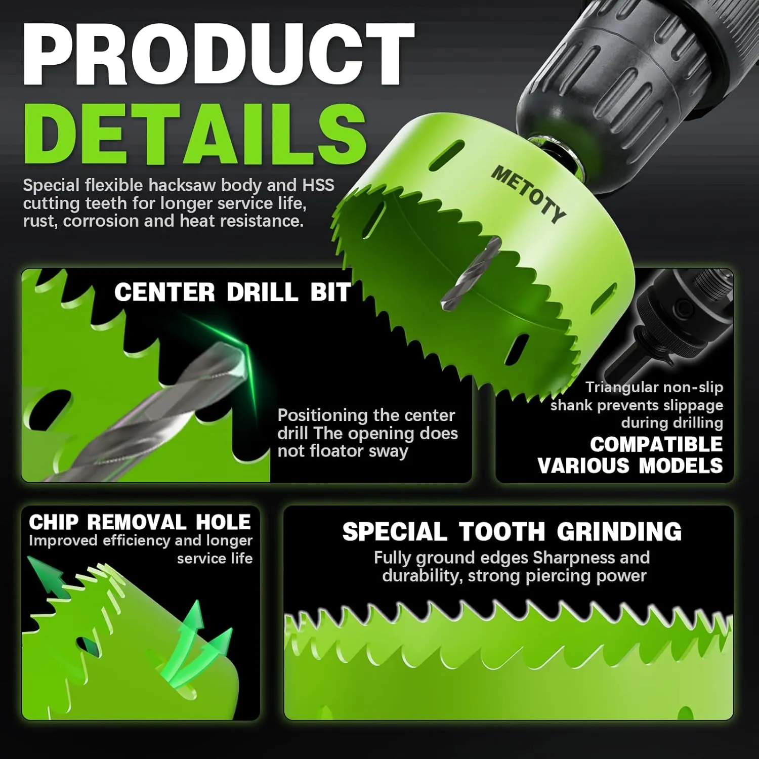 [8-in-1 Kit] Bi-Metal 2", 4", 6" Hole Saws   Drill Bits & Accessories – Complete Cutting Set for Wood, Thin Metal,PVC– Ideal for LED Lighting Installation