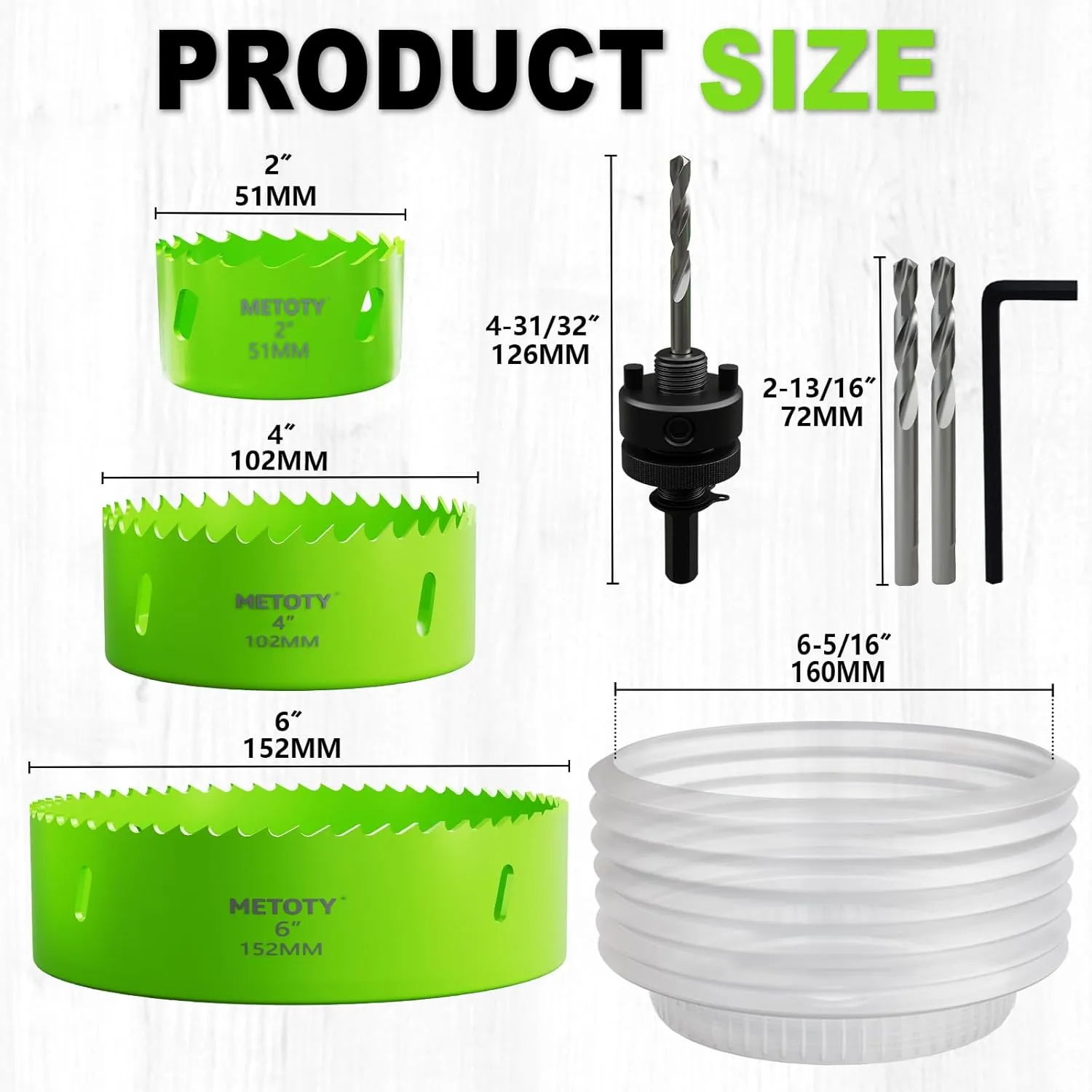 [8-in-1 Kit] Bi-Metal 2", 4", 6" Hole Saws   Drill Bits & Accessories – Complete Cutting Set for Wood, Thin Metal,PVC– Ideal for LED Lighting Installation