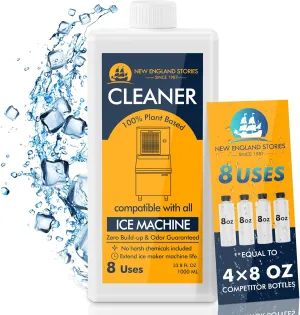 8 Uses Ice Machine Cleaner Maker Descaler, 32 fl oz Nickel Safe Ice Maker Cleaner Solution - Cleaning Kit Compatible with Major Brands (GE Opal, Whirlpool 4396808, Scotsman, Manitowoc, Hoshizaki)