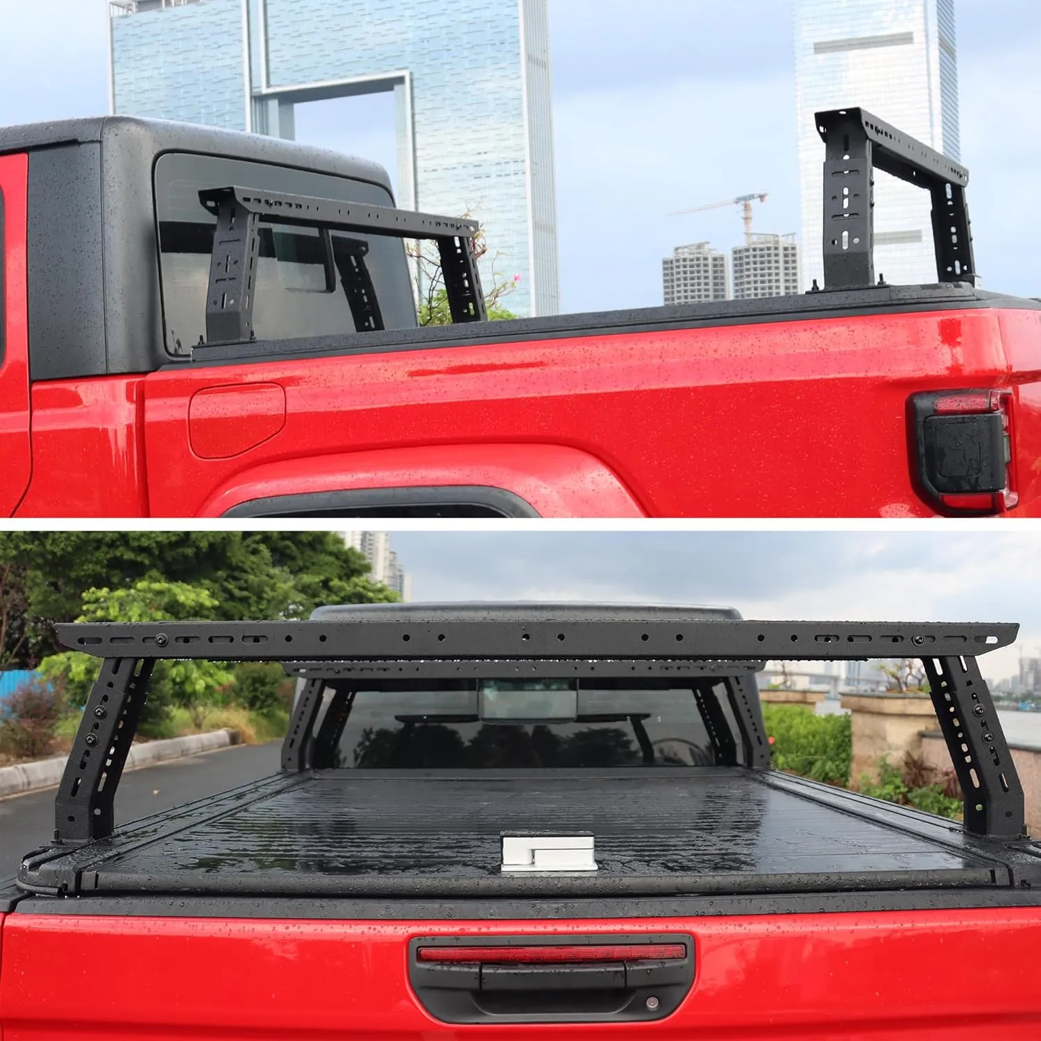 800 Lbs Load Capacity Adjustable 14'' to 17'' High Truck Bed Racks Low Profile for Gladiator JT Tacoma Frontier GMC Canyon Colorado Ranger Maverick Ridgeline Amarok Ladder Rack