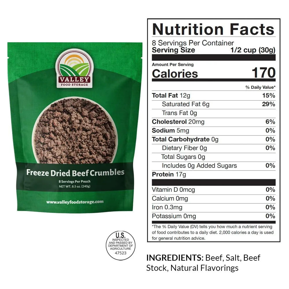 85 Serving Premium Protein Bucket | Freeze Dried Meat & Dairy Contains 1,052g Protein | Non-GMO Emergency Food Supply 25 Year Shelf Life | Long Term Prepared Foods Survival Kits by Valley Food Storage