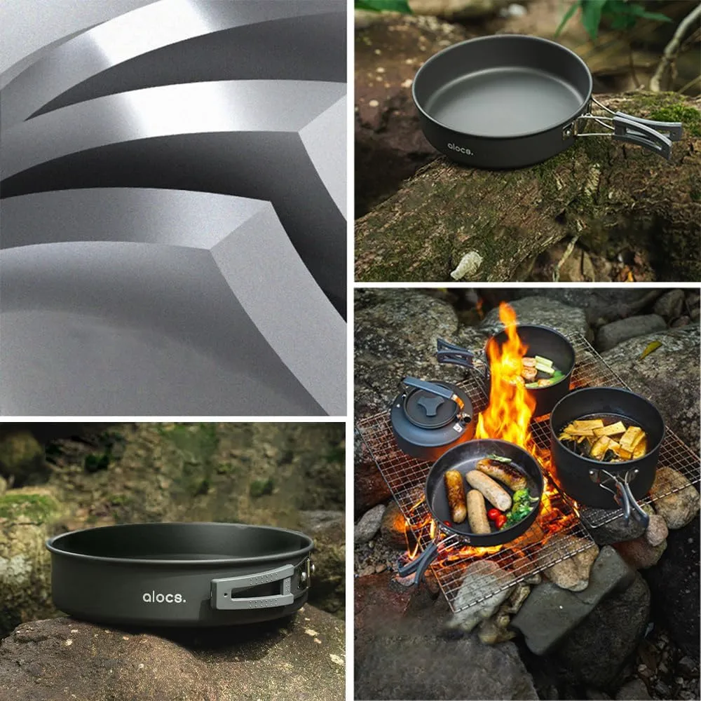 8in Camping Frying Pan Aluminum Alloy Camping Cookwa with Folding Handle for Camping Picnic Hiking