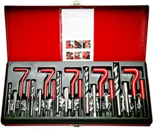 8MILELAKE 131pcs Helicoil Thread Repair Kit, Metric Helicoil Kit with HSS Drill Bits Inserts Taps Break Off Tools in M5 M6 M8 M10 M12 Sizes