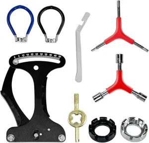 9 Pcs Bicycle Spoke Wrench Tension Meter Repair Kit,Multi Function Bike Spoke Wrench Repair Kit,Portable Tire Repair Kit,Spoke Tension Meter for Bike Tire DIY and Tire Repair Spokes