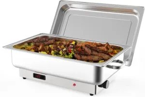 9QT Electric Chafing Dish Food Servers and Warmers Stainless Steel Chafing Dish Buffet Set,Commercial Food Warmer with Temperature Control Display for Parties, Catering, Festivals
