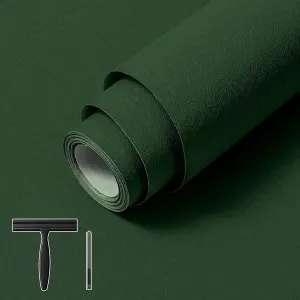 Abyssaly Green Wallpaper Peel and Stick 15.7" x 196.8" Silk Embossed Green Contact Paper for Cabinets Removable Self Adhesive Textured Wallpaper Covering for Bedroom with Scraper, Paper Cutter