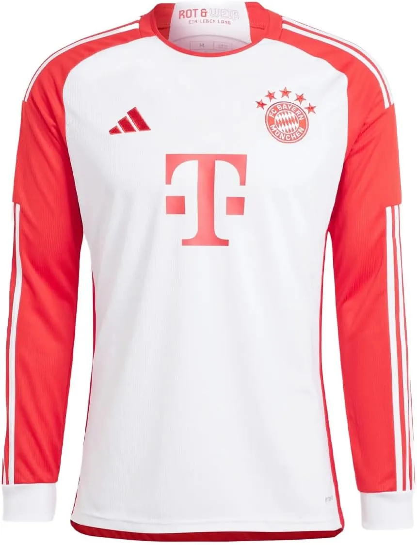 adidas FC Bayern Men's Home Jersey Long Sleeve Fanatic 23/24 (US, Alpha, Large, Regular, Regular) White