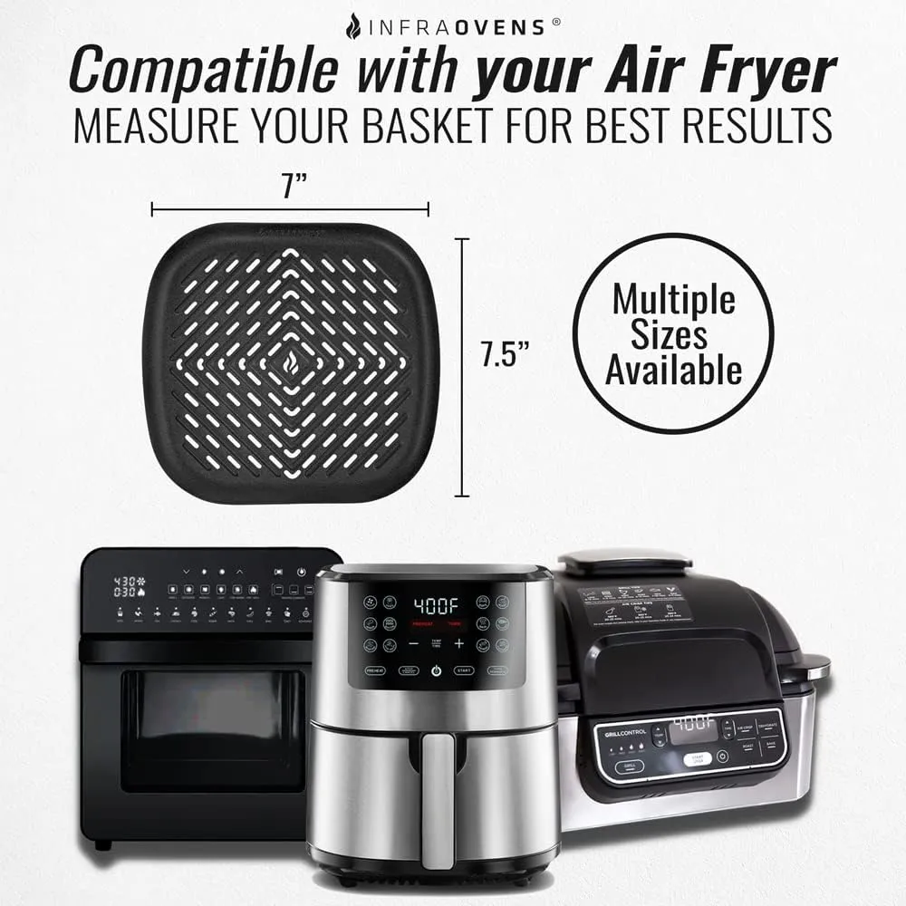 Air Fryer Grill Pan Accessories Compatible with Dash, Emeril Lagasse, Nuwave®, Philips   More, NonStick Air Fryer Pan, Cooking and Grilling Tray Accessory for Basket, Air Fryer Replacement Parts