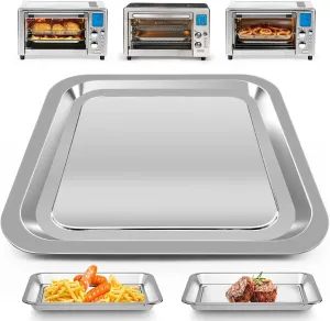 Air Fryer Grill Pan for Emeril Lagasse Everyday 360 Air Fryer, 12''×10'' Stainless Steel Air Fryer Tray Accessories Grill Plate Crisper Plate Replacement Parts, Not fit for Emeril French Door Model