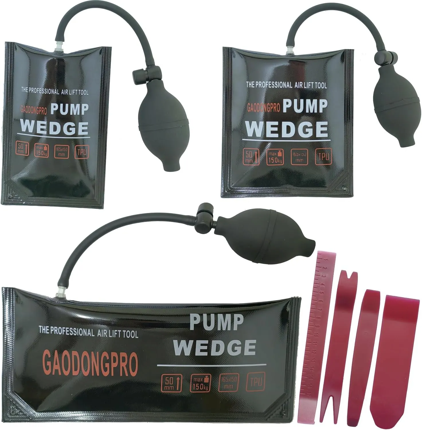 Air Wedge Bag Kit, 3 PCS Commercial Inflatable Air Wedge Bag Tool, Professional Leveling kit and Alignment Tool, Suitable For All Kinds of Work Airbag Pump