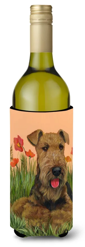 Airedale Terrier Poppies Wine Bottle Hugger PPP3003LITERK
