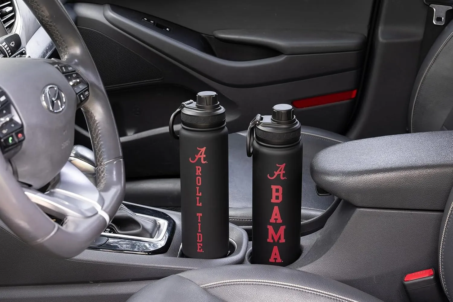 Alabama Water Bottle - Black Double Walled Stainless Steel 24 oz Keeps Drinks Cold or Hot
