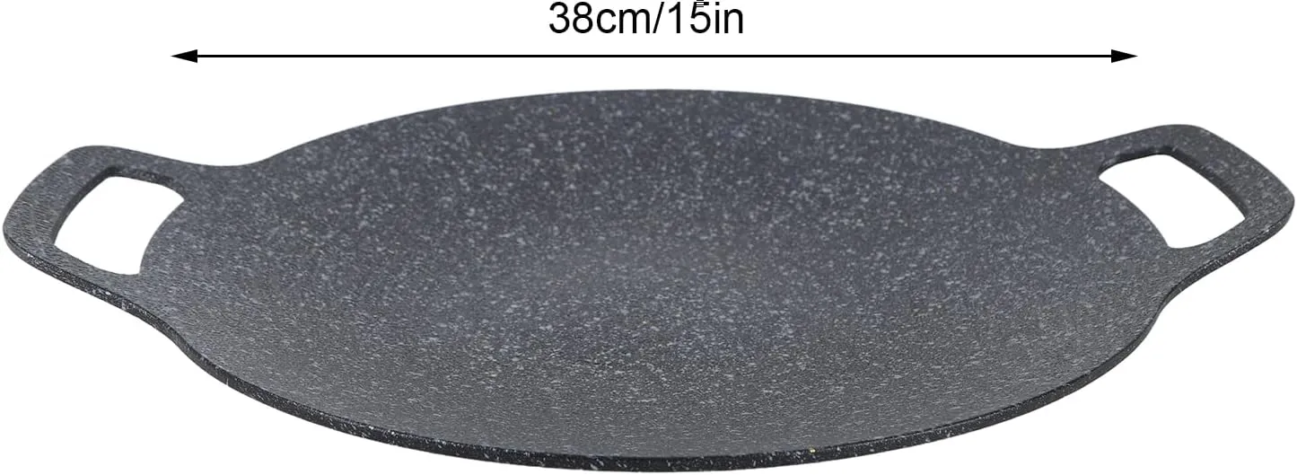 Aluminum Korean Round Grill Pan, Nonstick Frying Pan for BBQ, Grilling, for Bacon, Eggs, Steak, Grilling, With Large Weight, Heat Preservation and High Thermal Conductivity, More (38cm)