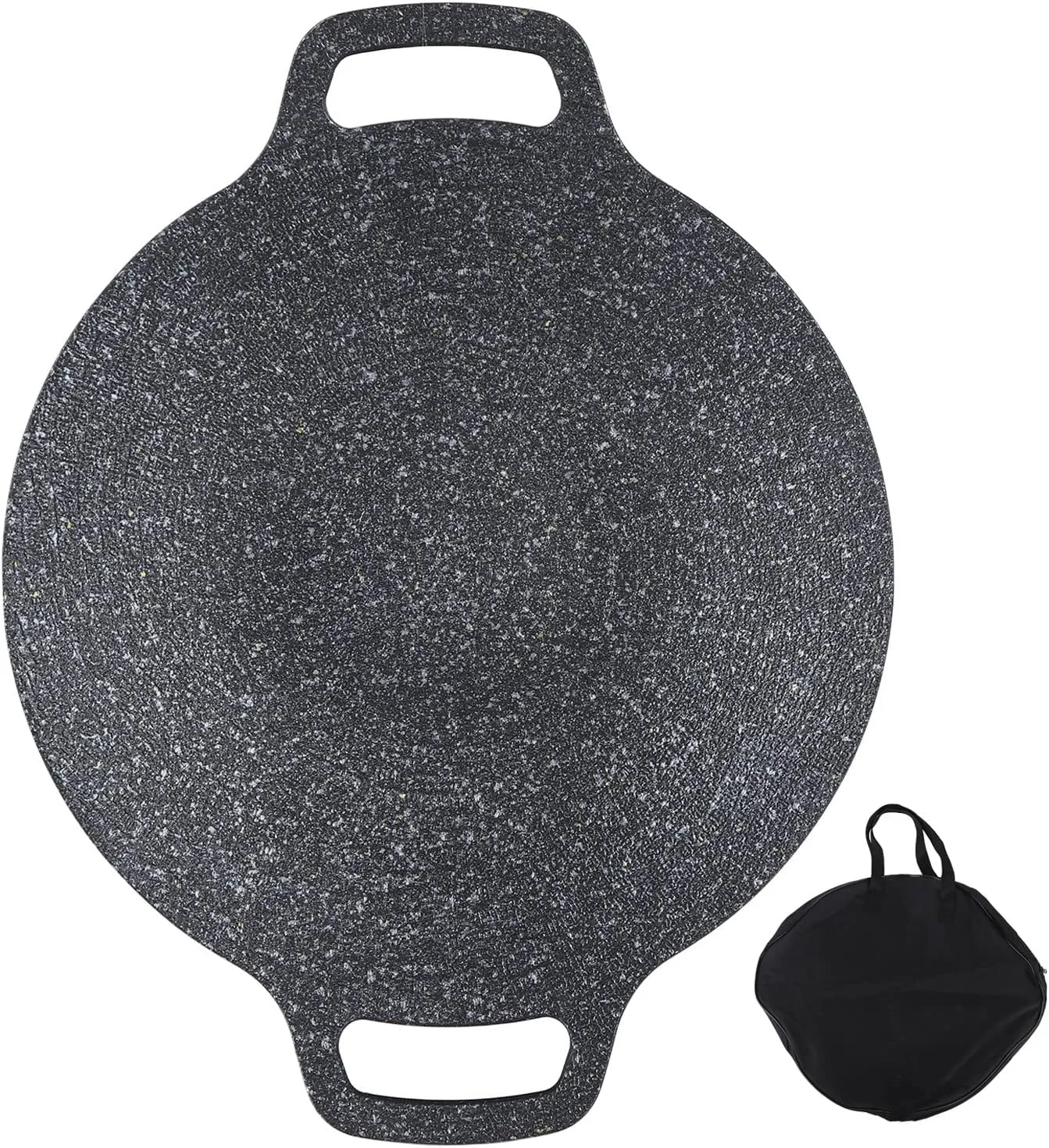 Aluminum Korean Round Grill Pan, Nonstick Frying Pan for BBQ, Grilling, for Bacon, Eggs, Steak, Grilling, With Large Weight, Heat Preservation and High Thermal Conductivity, More (38cm)