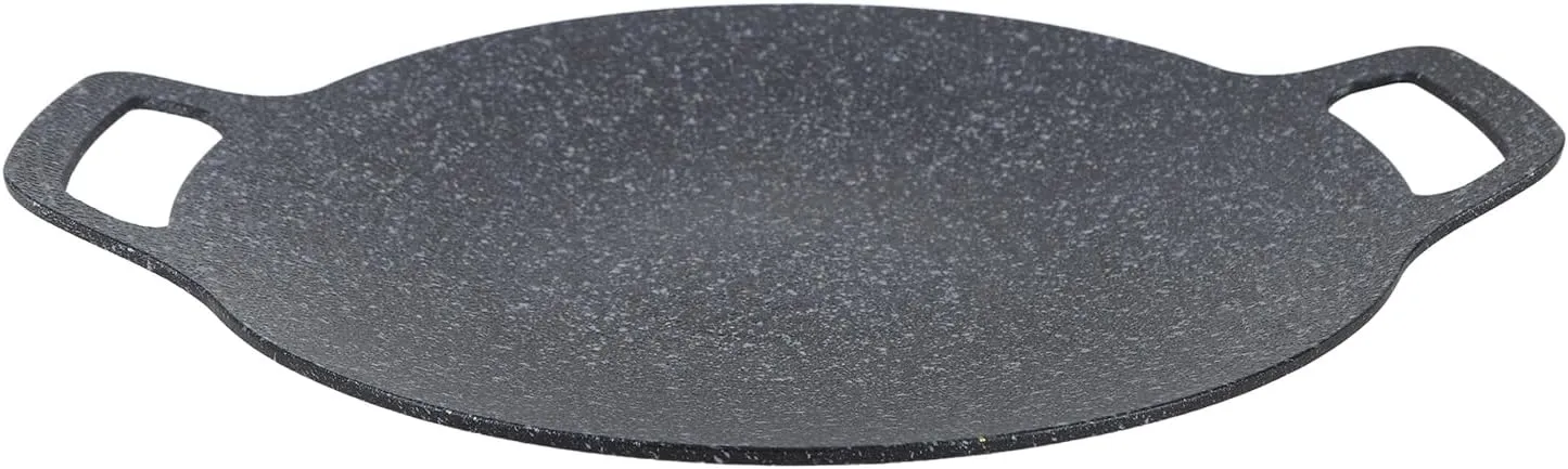 Aluminum Korean Round Grill Pan, Nonstick Frying Pan for BBQ, Grilling, for Bacon, Eggs, Steak, Grilling, With Large Weight, Heat Preservation and High Thermal Conductivity, More (38cm)