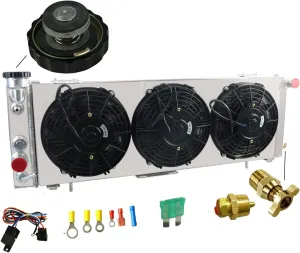 Aluminum Radiator For 1991-2001 92 93 94 95 96 97 98 99 Jeep Cherokee XJ 2.5 L4 4.0 L6 3 Row Radiators Shroud Fan Thermostat Relay