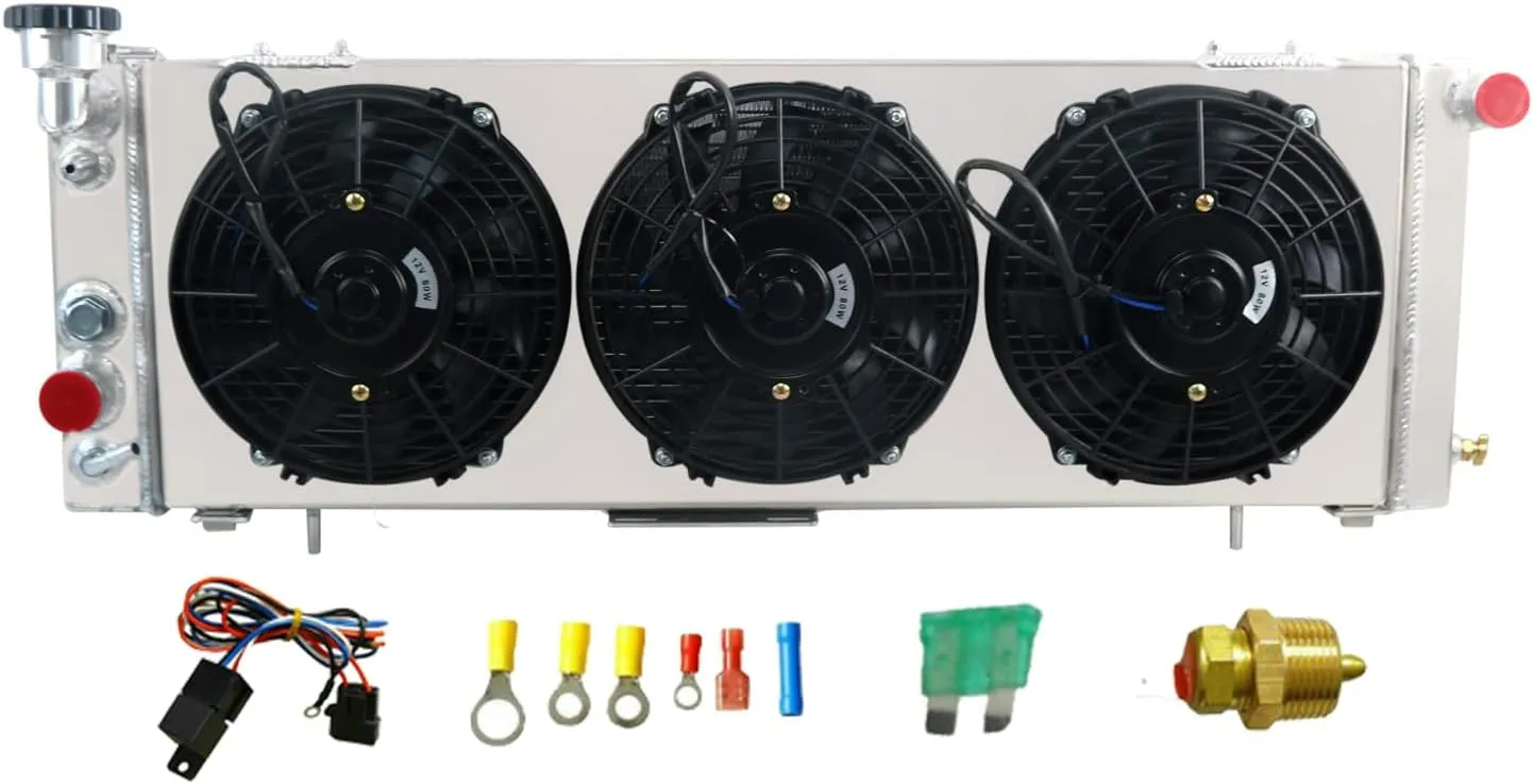Aluminum Radiator For 1991-2001 92 93 94 95 96 97 98 99 Jeep Cherokee XJ 2.5 L4 4.0 L6 3 Row Radiators Shroud Fan Thermostat Relay