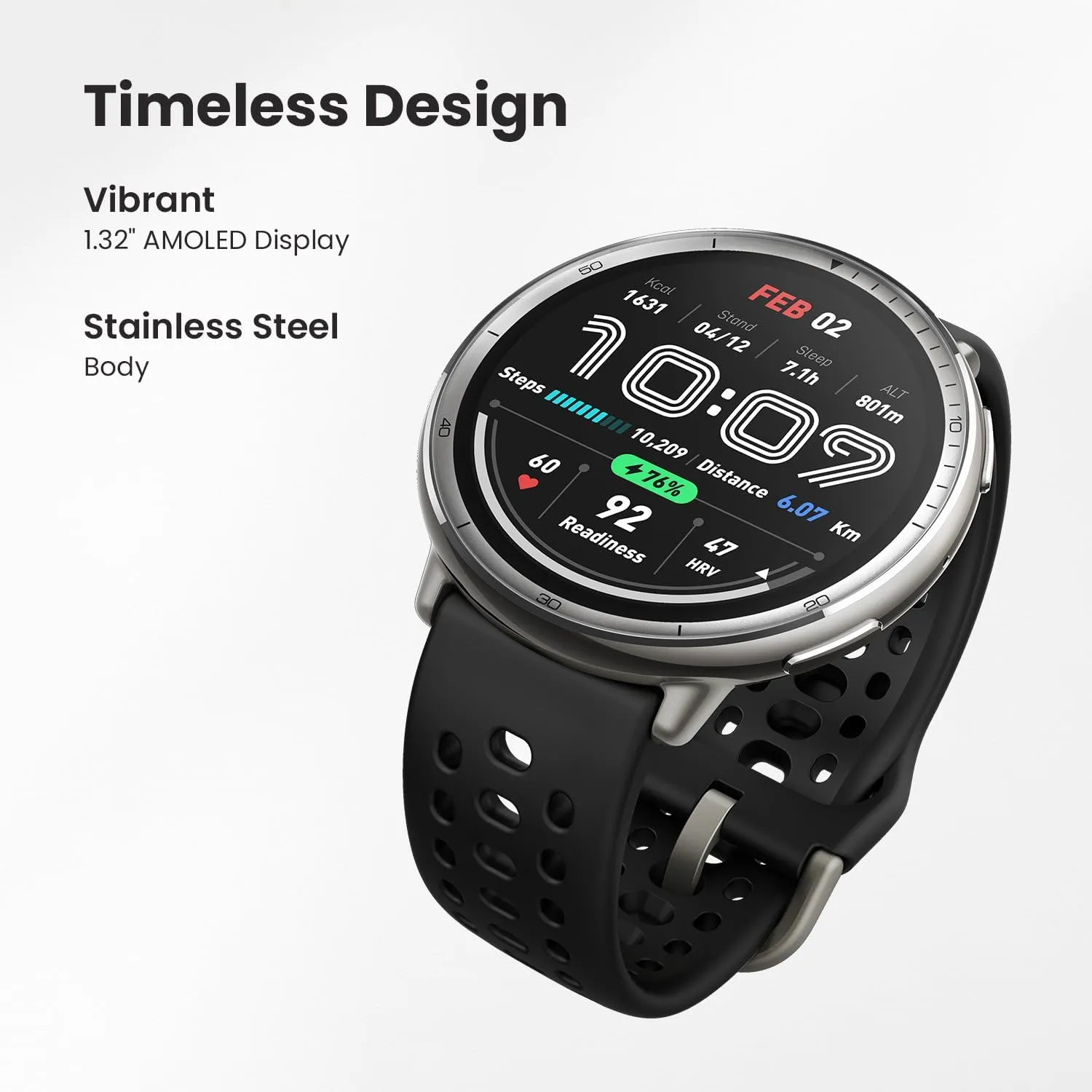 Amazfit Active 2 Smart Watch 44mm, GPS Maps with Direction, Fitness Tracker, 10 Day Battery, Sleep Monitor, 160  Sport Modes, Water Resistant, for Android & Apple iPhone, Black Silicone
