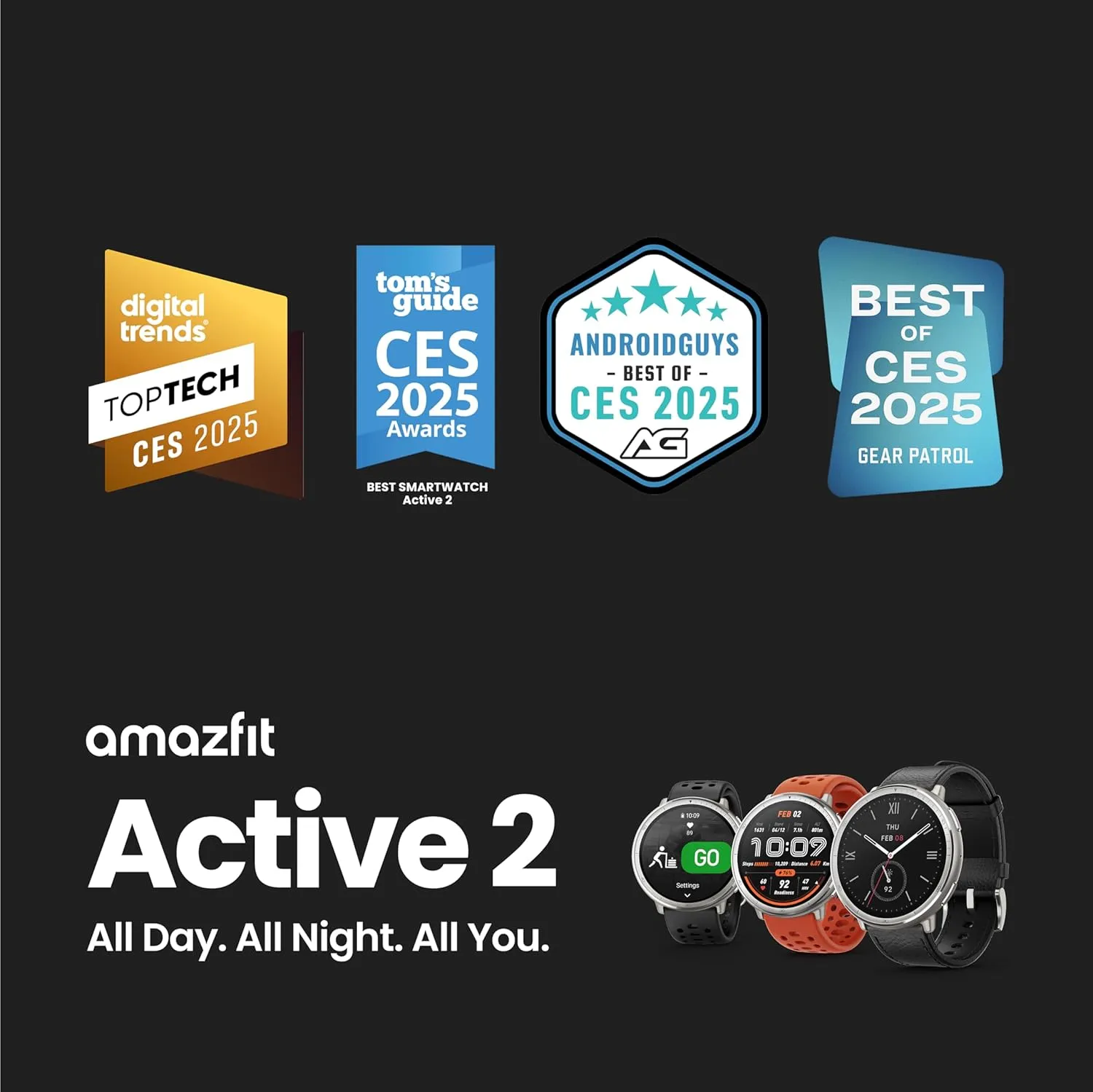 Amazfit Active 2 Smart Watch 44mm, GPS Maps with Direction, Fitness Tracker, 10 Day Battery, Sleep Monitor, 160  Sport Modes, Water Resistant, for Android & Apple iPhone, Black Silicone
