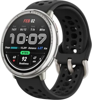 Amazfit Active 2 Smart Watch 44mm, GPS Maps with Direction, Fitness Tracker, 10 Day Battery, Sleep Monitor, 160  Sport Modes, Water Resistant, for Android & Apple iPhone, Black Silicone