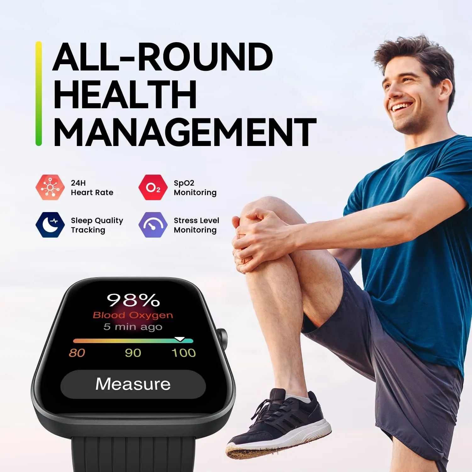 Amazfit Bip 3 Pro Smart Watch for Men, GPS, 14-Day Battery Life, Activity Fitness Tracker with 60  Sports Modes, Water Resistant, Sleep & Heart Rate Monitor, for Android Phone & iPhone, Black