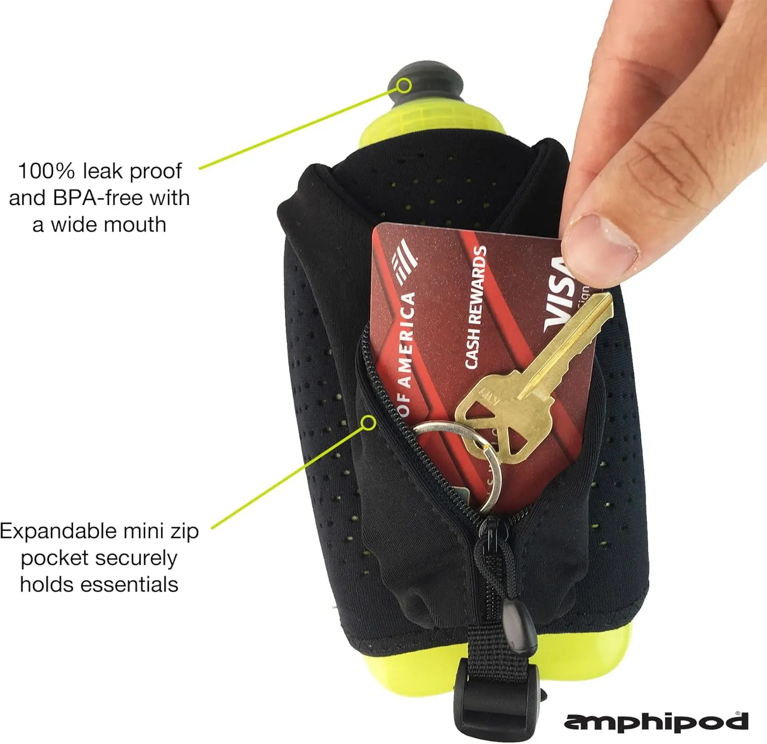 Amphipod Hydraform Ergo-Lite Handheld Water Bottle, BPA-Free Minimalist Insulated Hydration for Ultra-Running & Walking - Charcoal - 20 oz