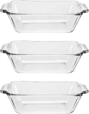 Anchor Hocking Glass Bread Pan, 1.5 Quart Loaf Pan, Set of 3