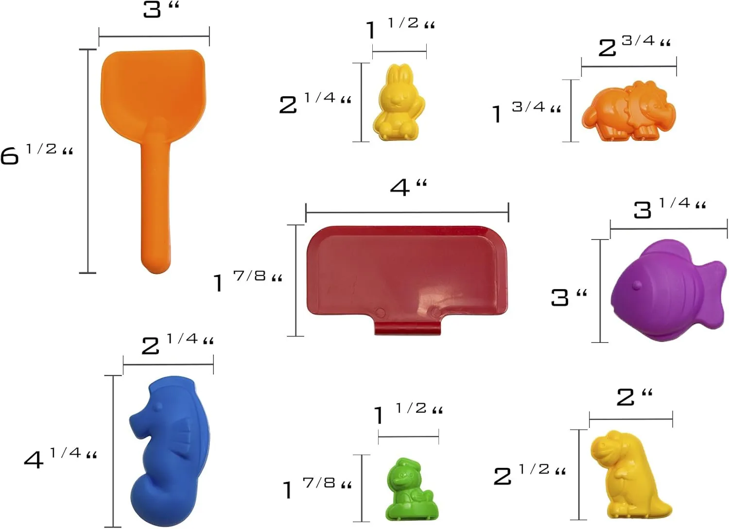 Animal Sand Molds & Tools Kit (36 Pcs) - Works with Other Sand Brands - Includes: 10 Dinosaurs, 10 Animals, 12 Beach Molds & 4 Tools