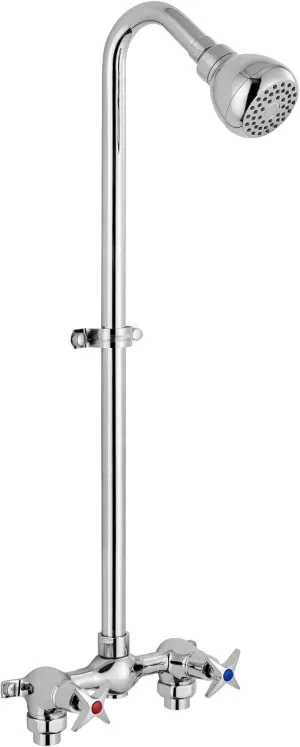 Aolemi Outdoor Shower Kit Fixtures Faucet System with High Pressure Showerhead 2-Handle Utility Exposed Shower with Brass Mix Valve 6 Inch Center Polish Chrome