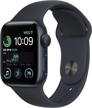 Apple Watch SE (2nd Gen) (GPS, 40mm) - Midnight Aluminum Case with Midnight Sport Band, S/M (Renewed)