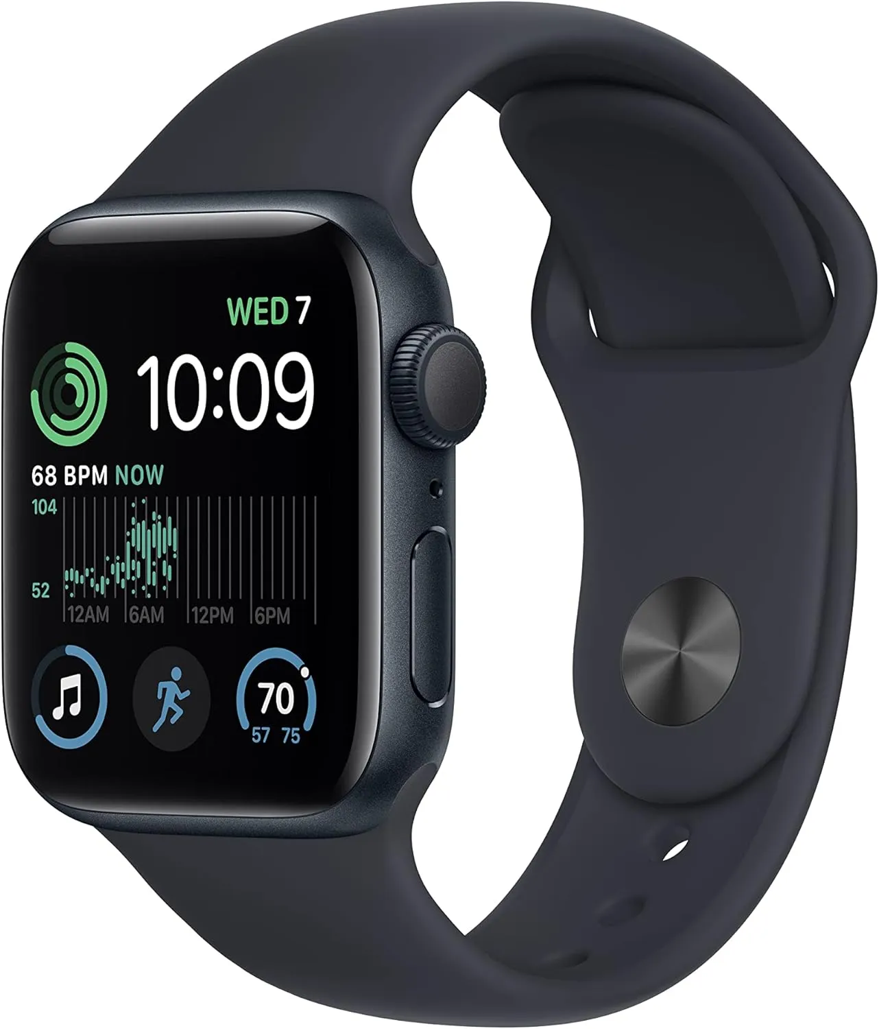 Apple Watch SE (2nd Gen) (GPS, 40mm) - Midnight Aluminum Case with Midnight Sport Band, S/M (Renewed)
