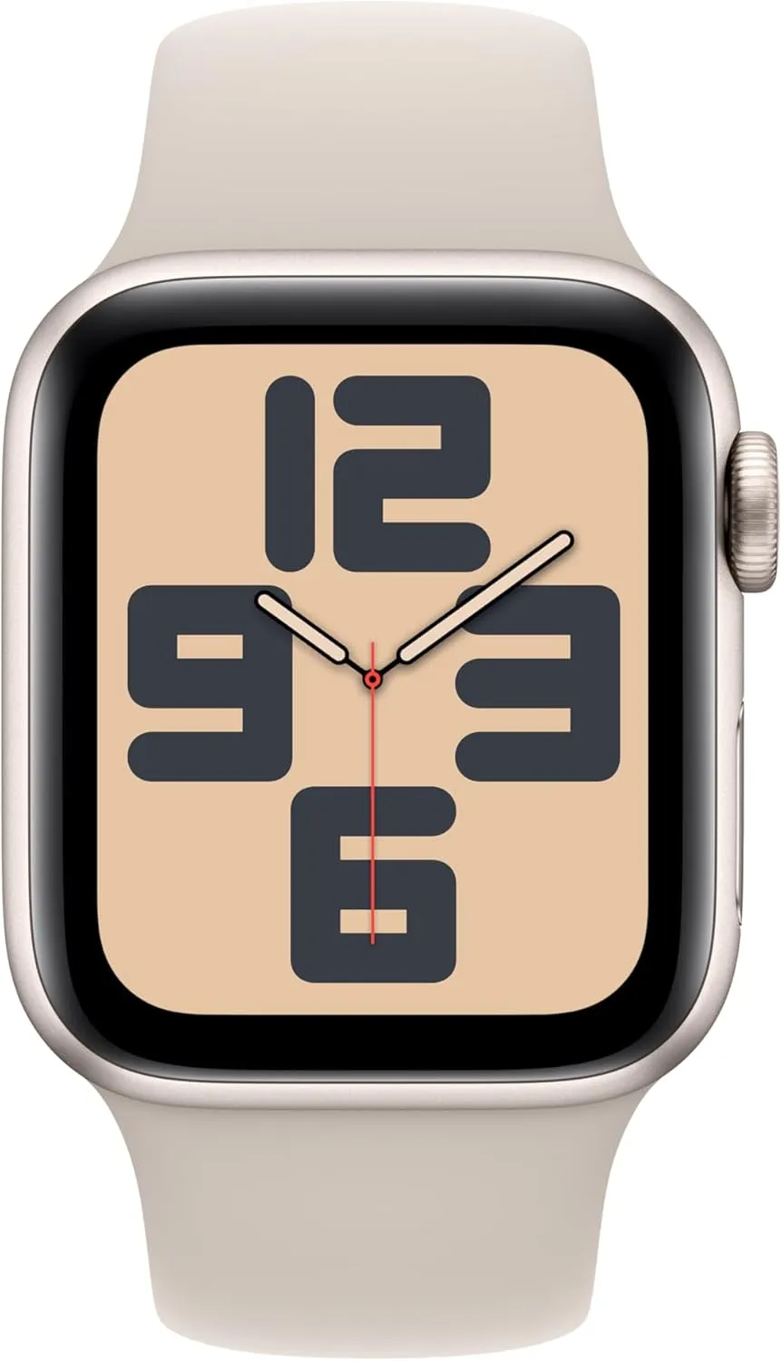 Apple Watch SE (2nd Gen) (GPS, 40mm) Starlight Aluminum Case with Starlight Sport Band, S/M (Renewed)