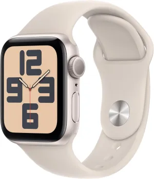 Apple Watch SE (2nd Gen) (GPS, 40mm) Starlight Aluminum Case with Starlight Sport Band, S/M (Renewed)